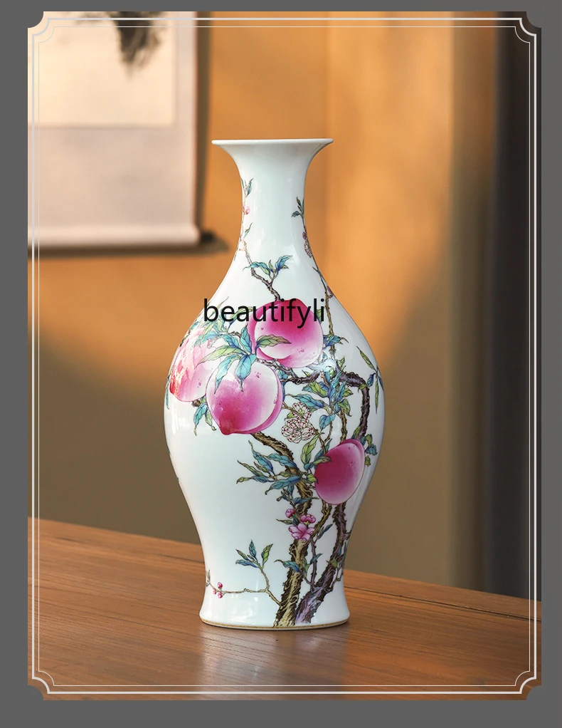 

Antique Living Room Flower Arrangement Decoration Jingdezhen Ceramic Vase Hand Painted Porcelain Bottle New Chinese Style