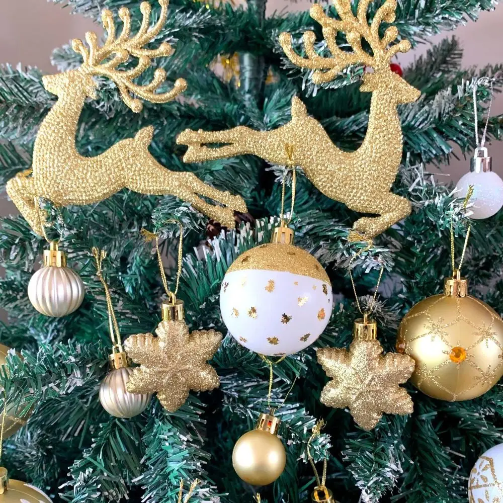 40pcs/Set Glitter Colored Elk Christmas Ball Electroplated with Sequins Xmas Tree Hanging Ball Pendant Mixed Styles Plastic