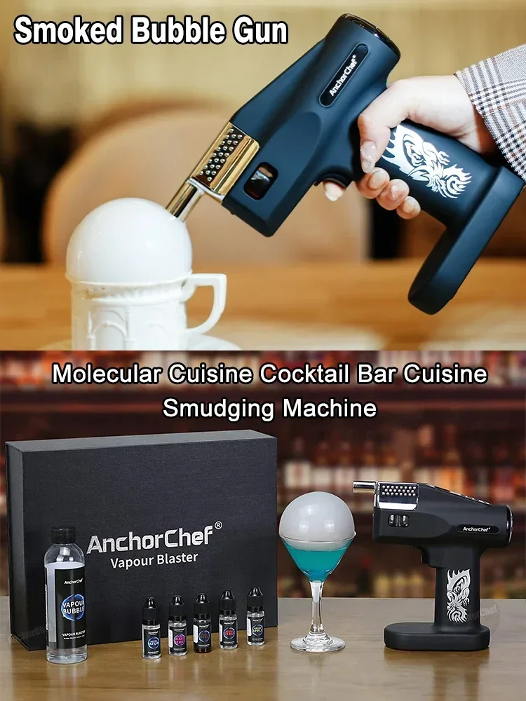 Hand-Held Smoked Bubble Gun Bar Wine Mixer Smudging Machine Smoke Making Machine Cocktail Molecular Cuisine Bubble Machine