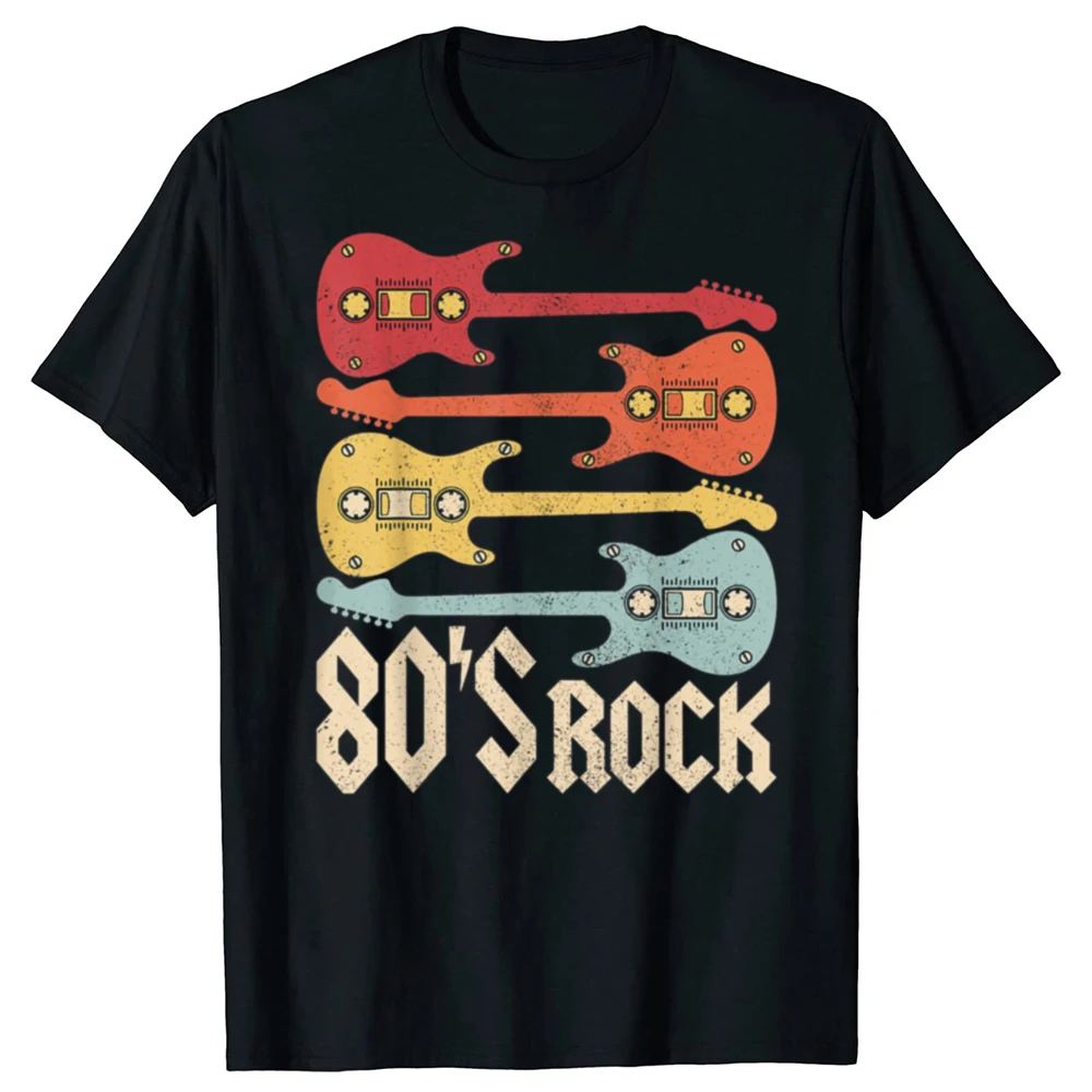

2025 new model Funny 80s Rock Band Guitar Cassette Tape 1980s Vintage 80s Graphic T-shirt Men Tshirt 100% Cotton Loose Oversized