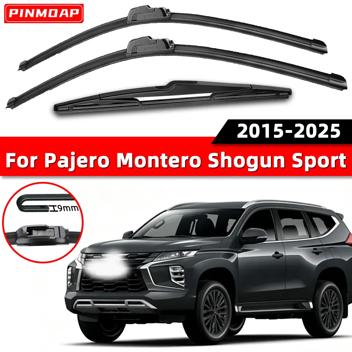 PINMOAP All-Weather Car Wiper Suitable For Mitsubishi Pajero Montero Shogun Sport 2015-2025 Silent Wiper Replacement Parts