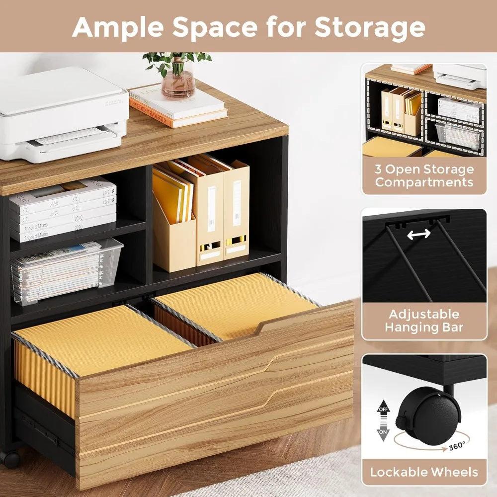 مكتب كمبيوتر تنفيذي على شكل حرف L مع خزانة ملفات متنقلة وإضاءة LED، أثاث أعمال كبير مقاس 63 بوصة مع طاولة مكتب #5