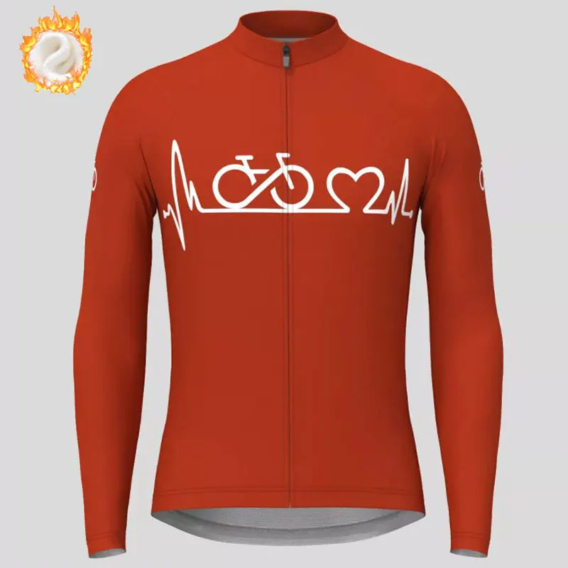 2022 Team Winter Cycling Jersey Men\'s Thermal Fleece Bicycle Clothing MTB Long Sleeve Warm Tops Road Bike Outdoor Sports Jacket