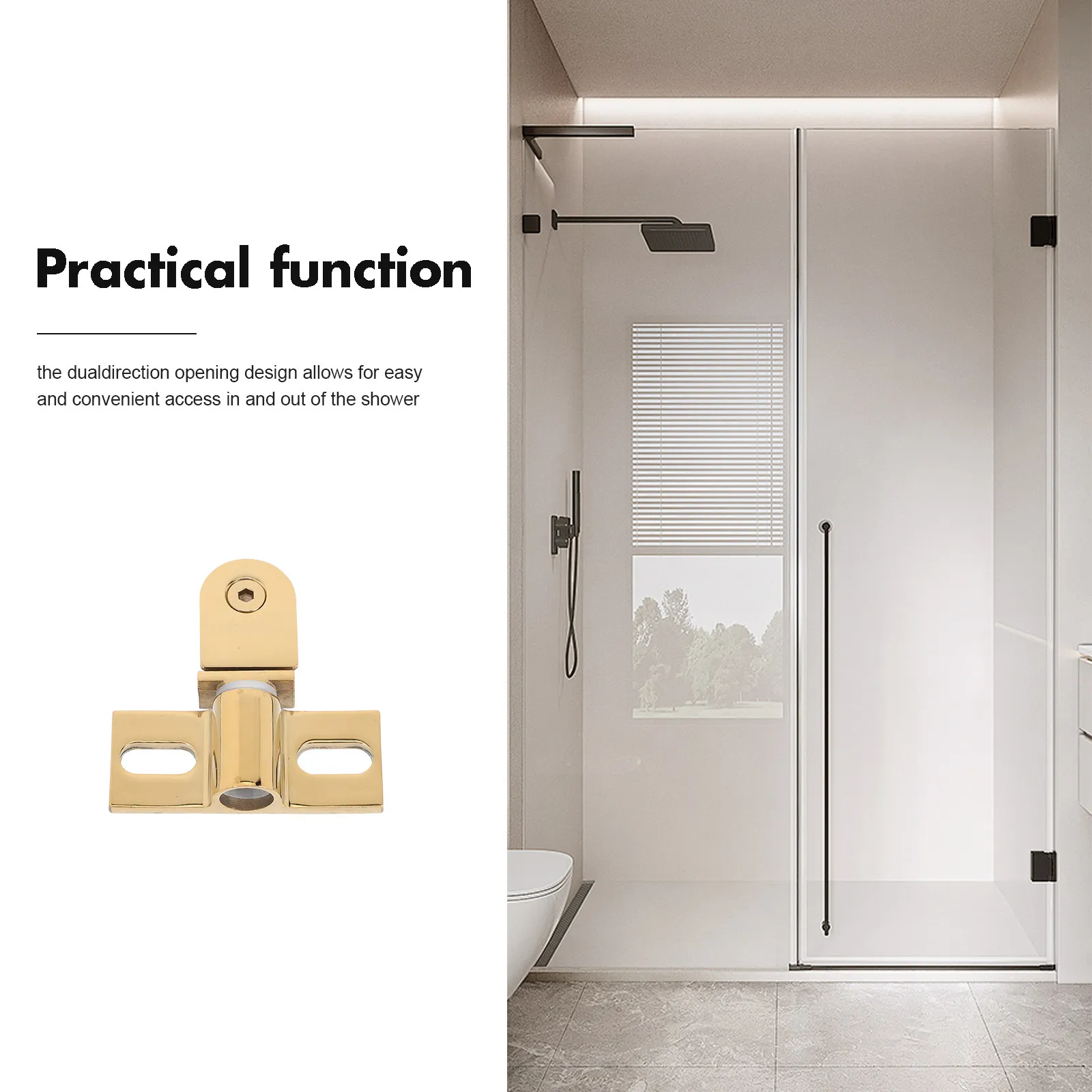 Glass Shower Door Pivot Hinge Heavy Duty Thickened Stainless Steel Dual Direction Opening Enhanced Water Seal Sleek Modern