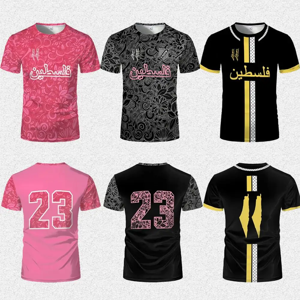 

New Palestinian Flag Jersey Summer Light Luxury Digital Breathable Printed Short-sleeved Men And Women Fashion Sports T-shirt