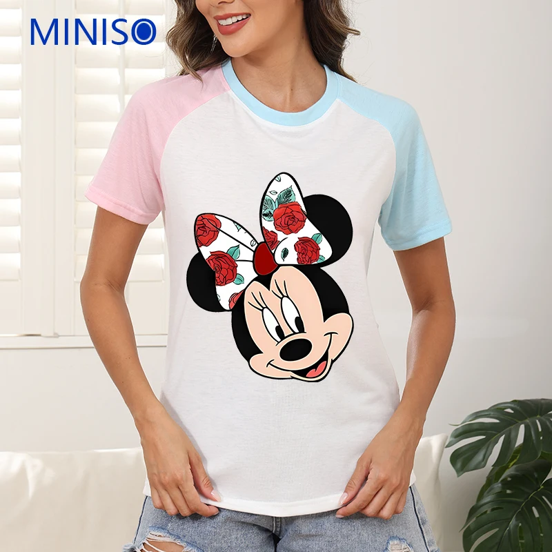 

Trends 2025 Female Brands Top Clothing Disney Mickey Mouse Cartoon Women's T-Shirts Fashion Female Large Size Clothes Printing