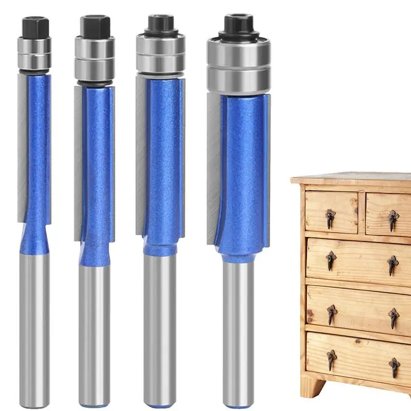 Router Bits For Woodworking 4pcs Wood Milling Cutter And Trimming Groving Cutter 1/4 Router Bit Shank Sturdy And Hard Woodwork