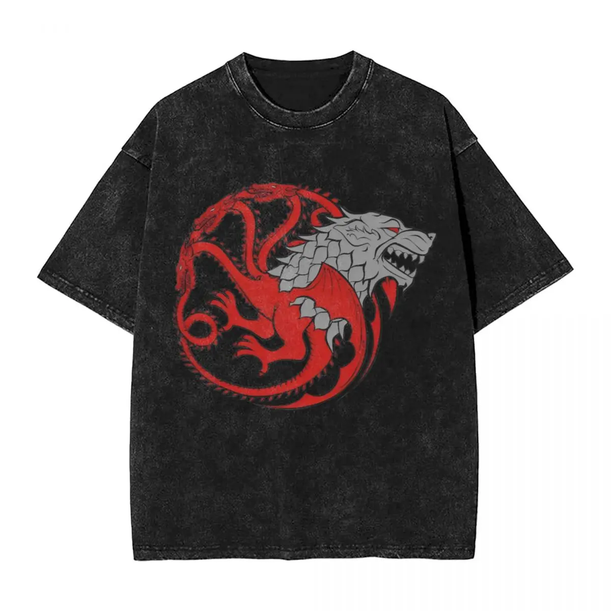 Houses Mother Of Dragon Targaryen Stark Washed T Shirt Streetwear T-Shirts Tees Tops for Men Women Short Sleeve Graphic Printed