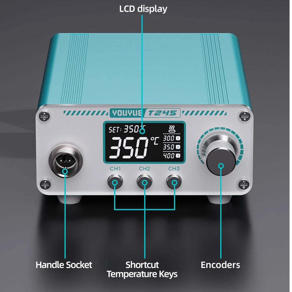 

UYUE T245 Smart Soldering Station 170W, 3 Preset Temps, Instant Heat, Auto Sleep/Wake, 245 Cartridge, 100V-240V