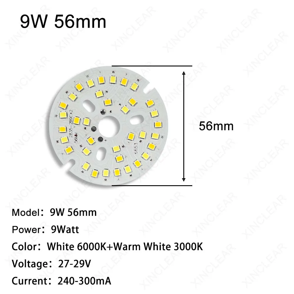 10 pannelli luminosi a LED ad alta luminosità 9W diametro 56mm 78mm SMD 2835 con perline lampada substrato PCB per modifica sorgente luminosa fai da