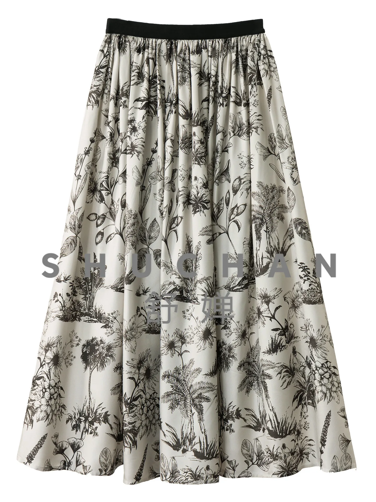 

T-dyed Sketch Printing Long Skirt Heavy Silk 2 Meters A Pendulum Skirt Women 35M0 Faldas Mujer Moda 2026