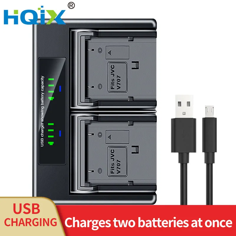 

HQIX for JVC GR-D328 D650 X5 GZ-D240 DF420 DF470 MG20 MG21 MG24E MG26 MG27 MG30 MG31 MG36E Camera BN-VF733U Dual Battery Charger