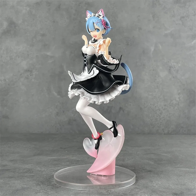 Re:ZERO życie w innym świecie startowego Rem Nekomimi Ver. Figurka z PVC w skali 1/8 figurka Anime prezent dla kolekcja zabawek lalki