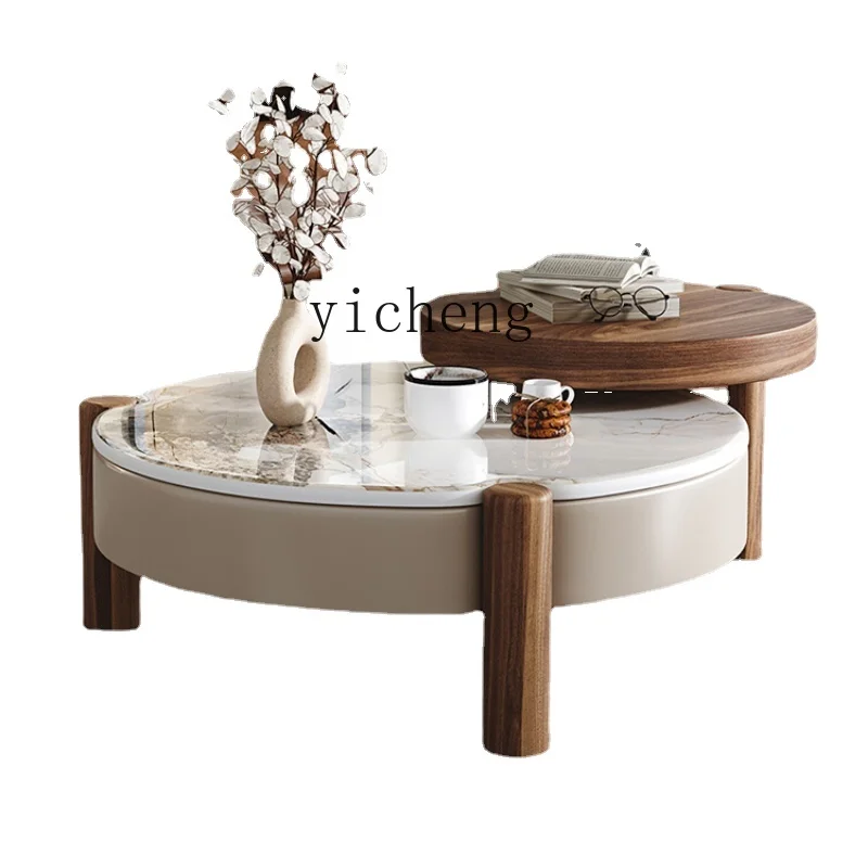 

Zf Stone Microcrystalline Table Top Tea Table TV Cabinet Combination Small Apartment Tea Table Minimalist Home