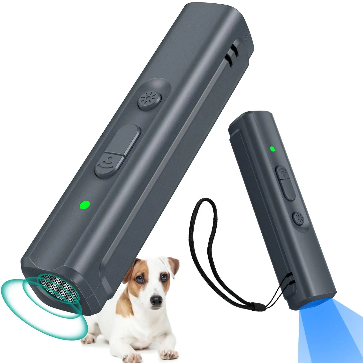 Anti Barking Device, Ultrasonic Dog Bark Deterrent Device with Lanyard and Uv Violet Light Pet Corrector for Dog Training