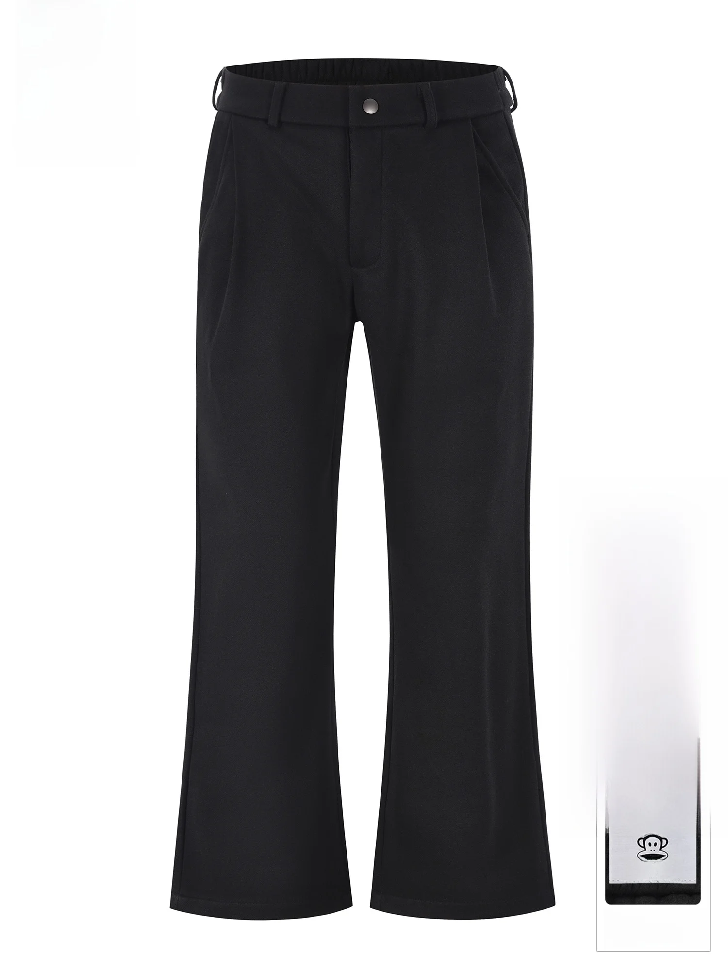 

Мужские повседневные расклешенные брюки Paul Frank с флисовой подкладкой, свободные, на резинке, весна-осень, черные, широкие штанины, повседневные