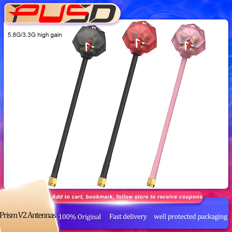 

Axisflying 3.3G 5.8G High Gain Prism V2/V2 Pro/V2 Max Lollipop Antenna RHCP LHCP For FPV Drone Long Range Transmission
