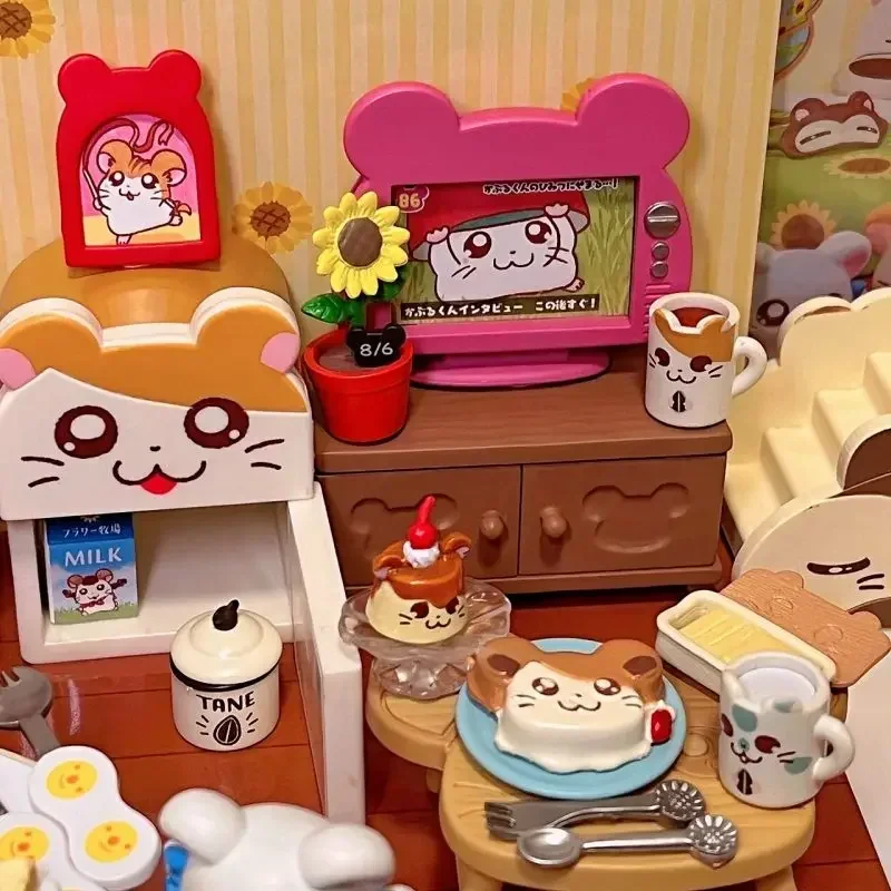 Hamtaro Room Re-Ment Genuine  Anime Miniature Model cute mini Bedroom furniture hamster Figure Toys Gift Collection Ornamen