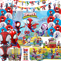 New Spidey And His Amazing Friends Party Decorations SpiderMan Theme Tableware Set Plates Balloon for Kids Birthday Baby Shower