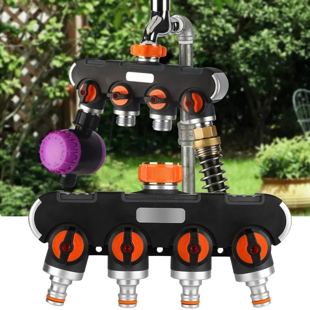 

4 Independent Switches Garden Hose Splitter Splitter Design Durable Material 4-Way Faucet Diverter Robust Valve Tap Connector