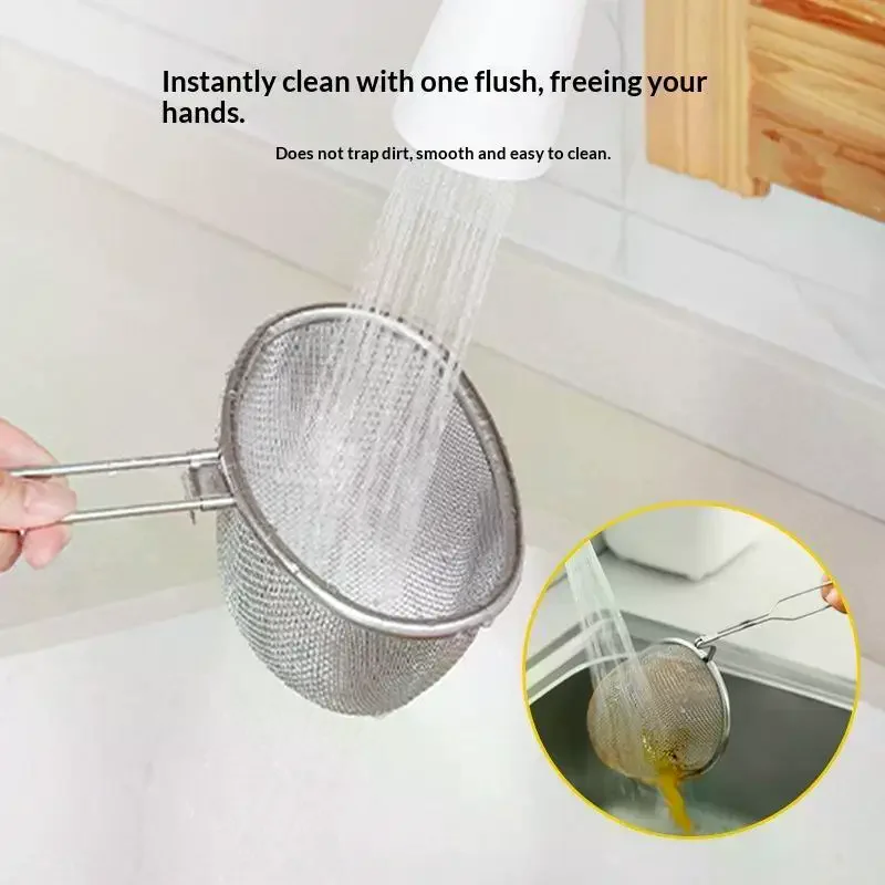 Multi-Purpose Stainless Steel Fine Mesh Strainer Durable Handle for Home Kitchen Noodle Flour Sifting Use