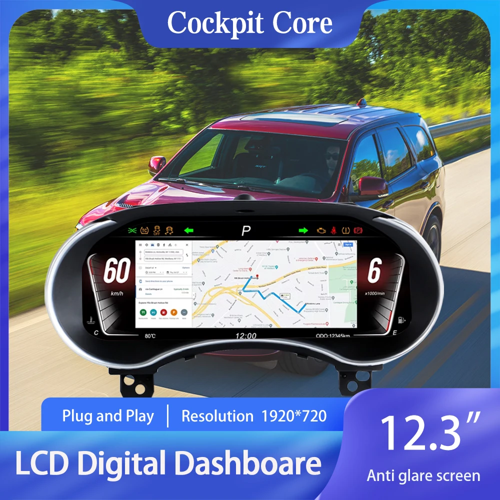 

Digital Instrument Cluster ForDodge Durango 2011-2020 Speedometer,Dashboard,Gauge,12.3’' HD LCD iOS Carplay