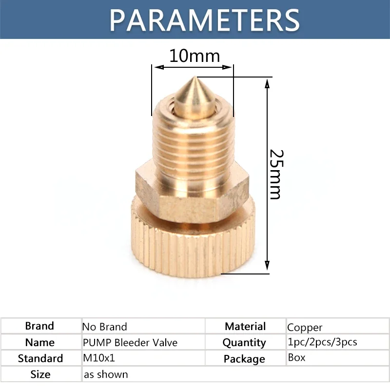 Copper High Pressure Air Bleed Screw Safety Bleeder Valve Spare Parts 3-Stage Pump Replacement Kit PCP Air Pumps Parts 2pcs/set