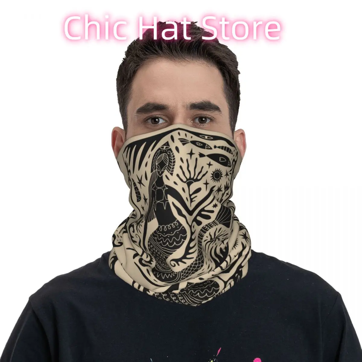 Mythical Mermaid Totem (2) Scarf Neckerchief Neck Face Mask Polyester