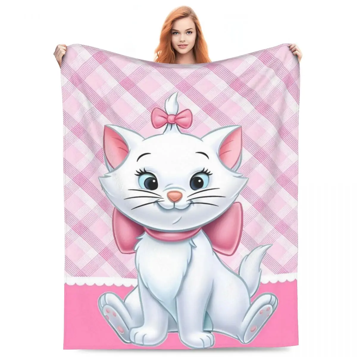 Marie Cat Blankets Animal Cartoon Warm Soft Plush Throw Blanket For Girls Boys Couch Chair Sofa Bed Flannel Bedspread Bed Cover