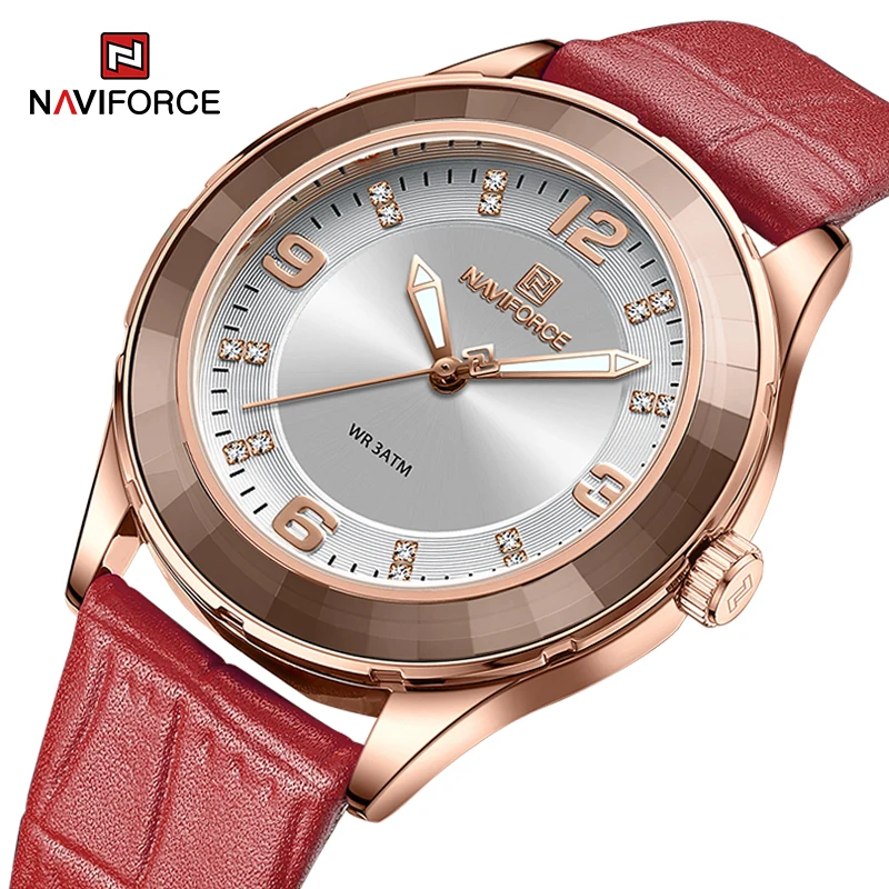 NAVIFORCE Women Watches Original Fashion Casual Lady Waterproof Wristwatch for Gifts Female Leather Strap Clock Relogio Feminino