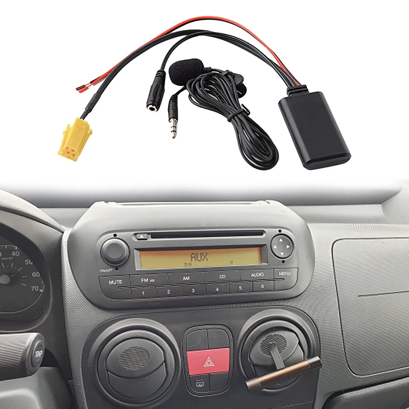 Car Radio 6Pin Mini ISO AUX IN Replacement 3.5MM Audio Bluetooth 5.0 Microphone Cable for Fiat Bravo Panda Punto