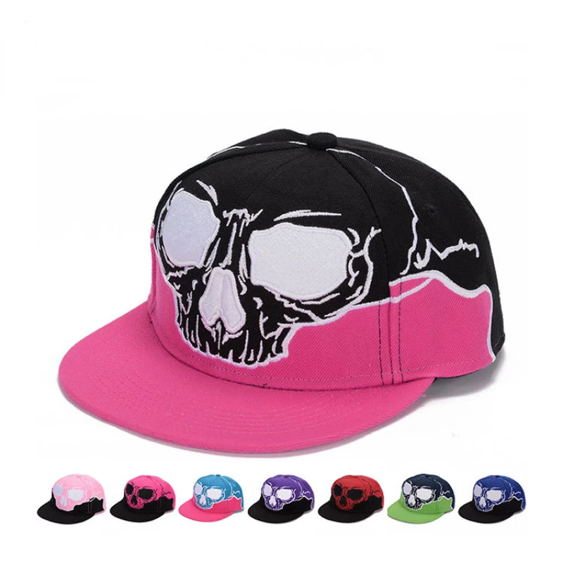 Unisex Embroidered Hip Hop Caps Flat Brimmed Skull Caps for Sun Protection and Street Dancing