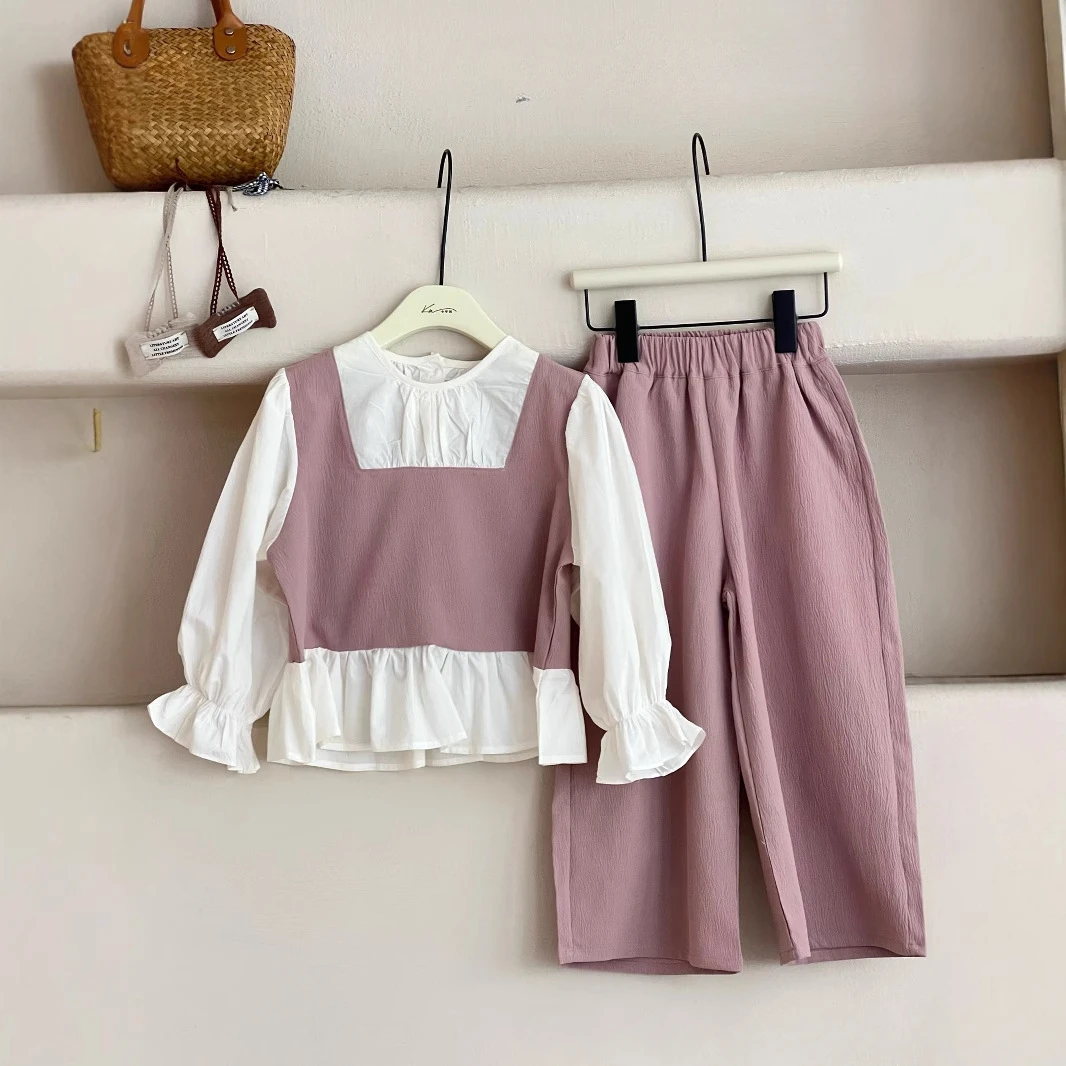 Children clothing set for Girls clothes 2025 Spring Korean Version top and pants Two-piece Set 3-8years Old