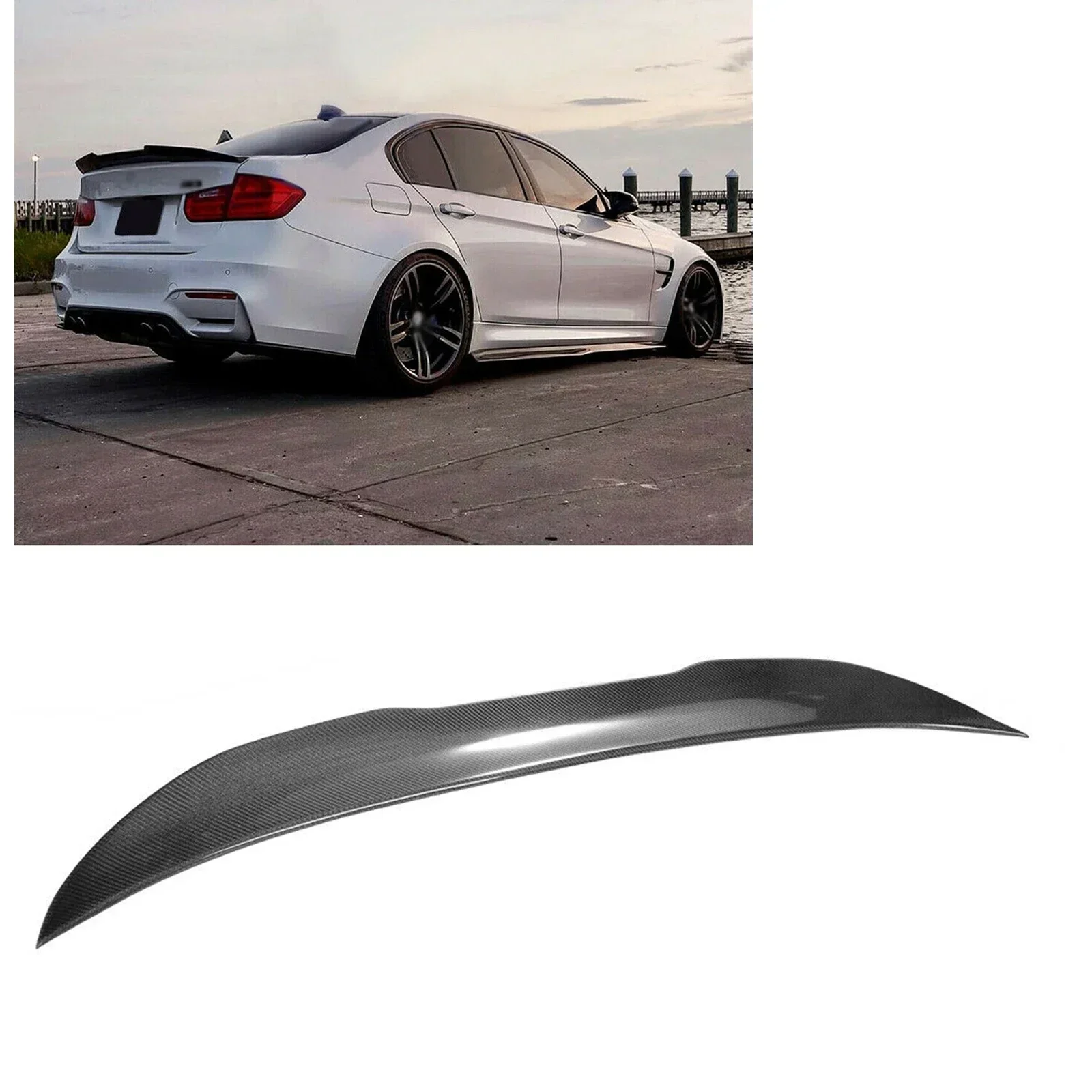 New！ PSM Style Carbon Fiber Rear Trunk Spoiler Wing Lip For BMW 3-Series F30 318i 320i 325i 330i 340i 4 Door 2012-2018 F80 M3 Se