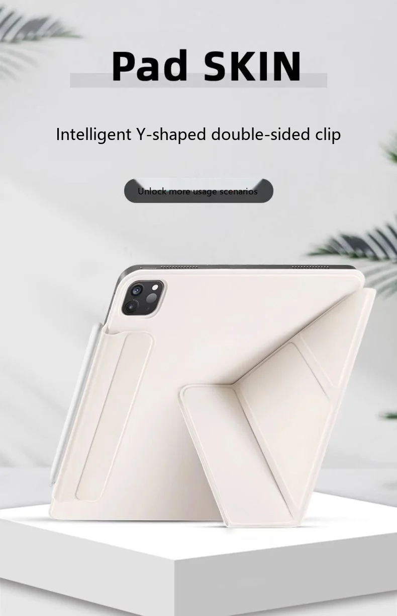 Für iPad Air Pro 11 10,9 10,2 9,7 Zoll Leder 3+Y Faltbare Magnetische Doppelseitige Clip-Schlaf-/Aufwach-Hülle – Detail 1
