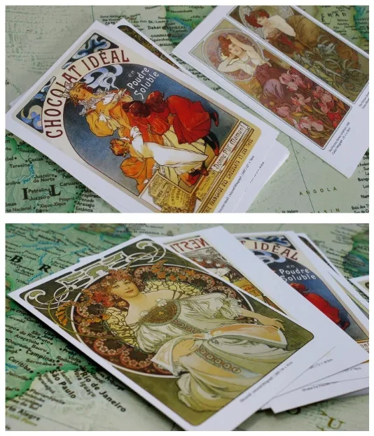 30 قطعة ألفونس ماريا موكا بطاقات فنية محاصر بطاقات بريدية اللوحة هدية أتمنى بطاقة المعايدة لتقوم بها بنفسك الجدار ملصق الديكور يمكن بريدها #4