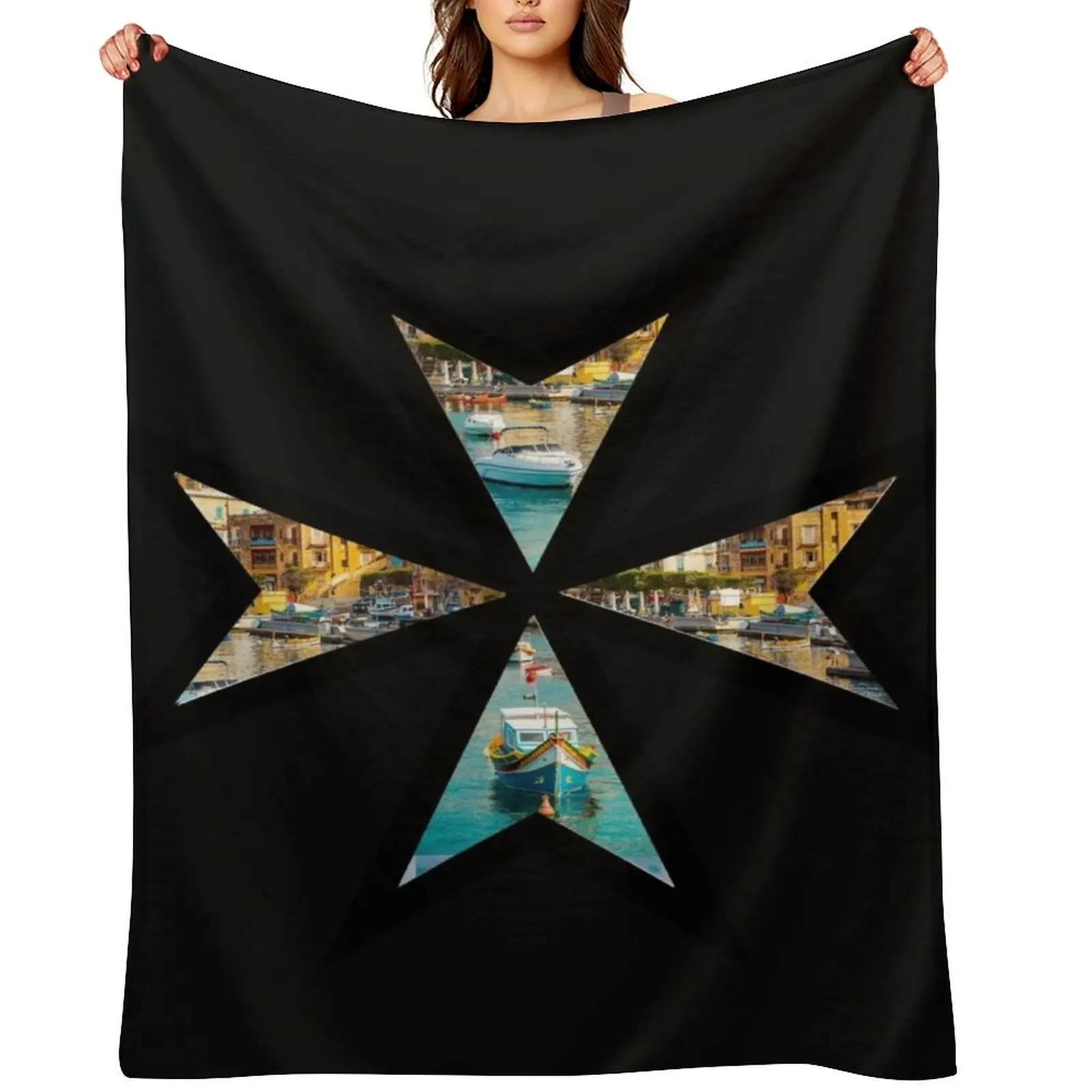 

Malta Scene Throw Blanket Bed linens Heavy Soft Beds Bed covers Blankets