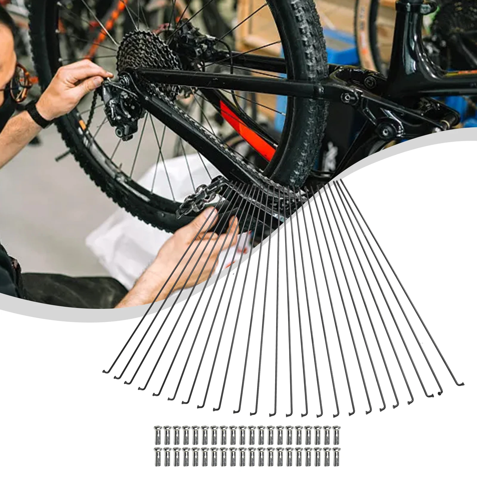 Bicycle Maintenance Essentials Steel Spoke Set with Nipples Compatible with Popular Sizes Like For 27 5 and More