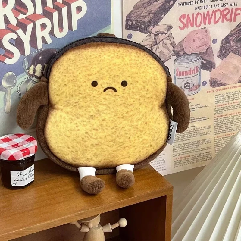 

Новая милая сумка через плечо с тостами и хлебом, плюшевые кошельки с рисунком смайлика для девочек, сумки, женский кошелек для телефона, женский клатч, сумка на плечо