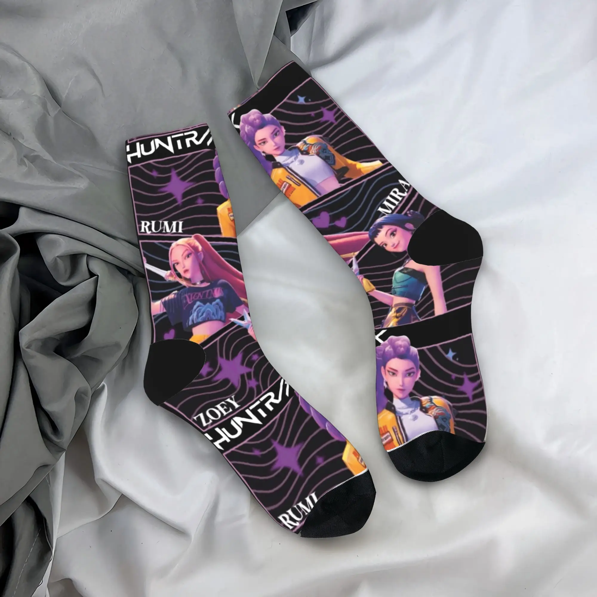 

Men's Socks Huntrix Girl Anime Kpop Demon Hunters Stockings Autumn Funny High Quality Socks Graphic Skateboard Anti Sweat Socks