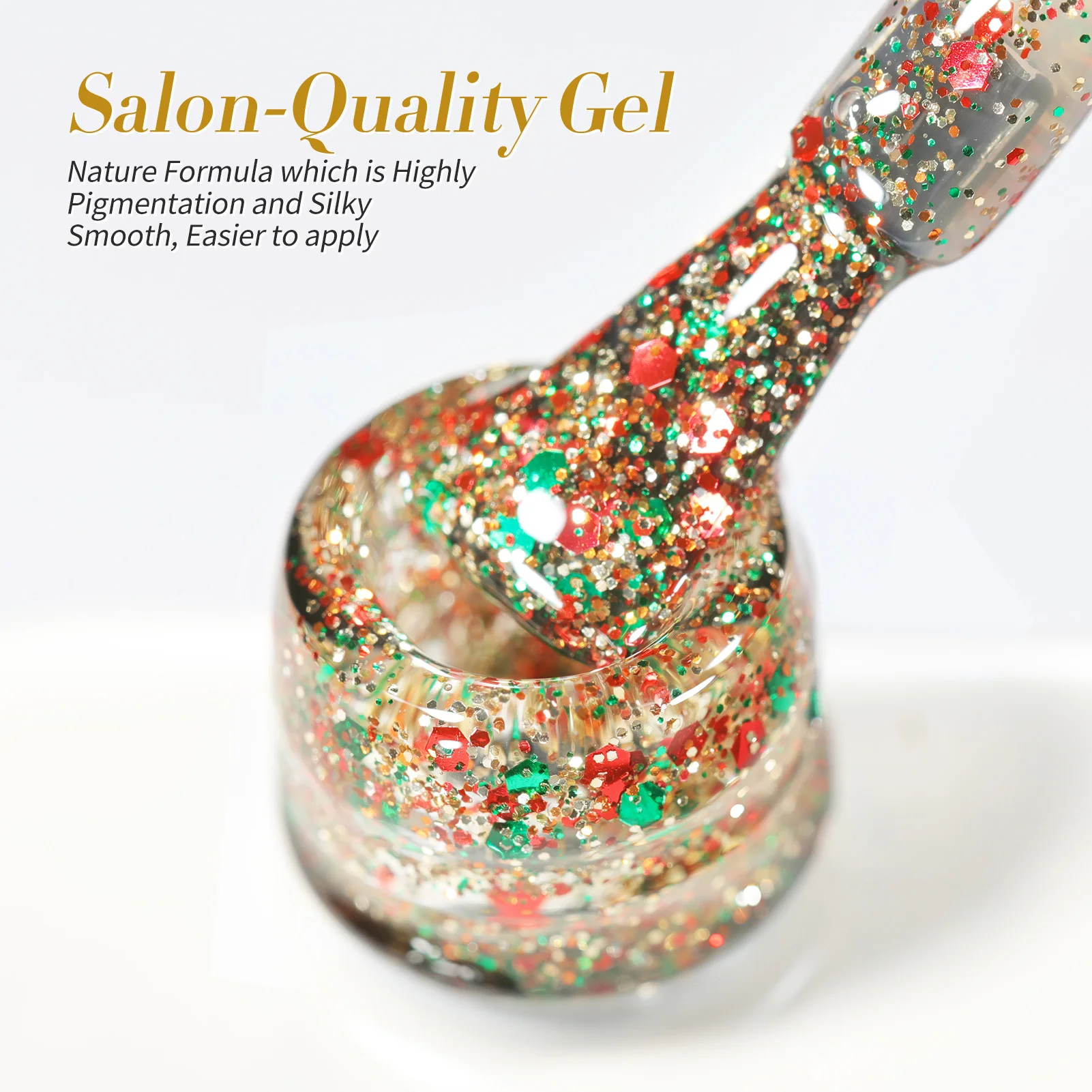 BORN PRETTY 1 Bottle 15ml Gold Sequins Jelly Gel Polish Christmas Semi Permanent Nail Art Manicure Soak Off UV Gel Nail Supplies