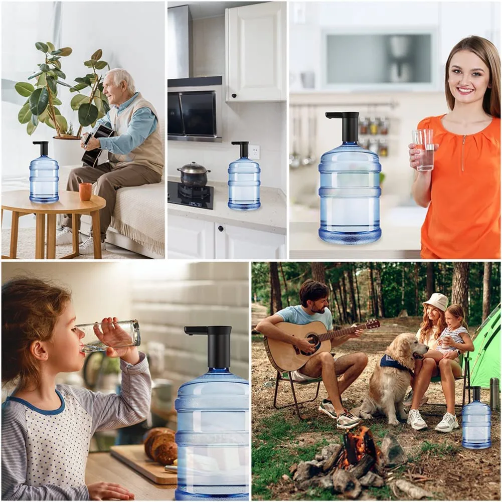 مضخة توزيع المياه، مضخة مياه الشرب الكهربائية، مضخة زجاجة مياه أوتوماتيكية محمولة لزجاجة 2-5 جالون (أسود)