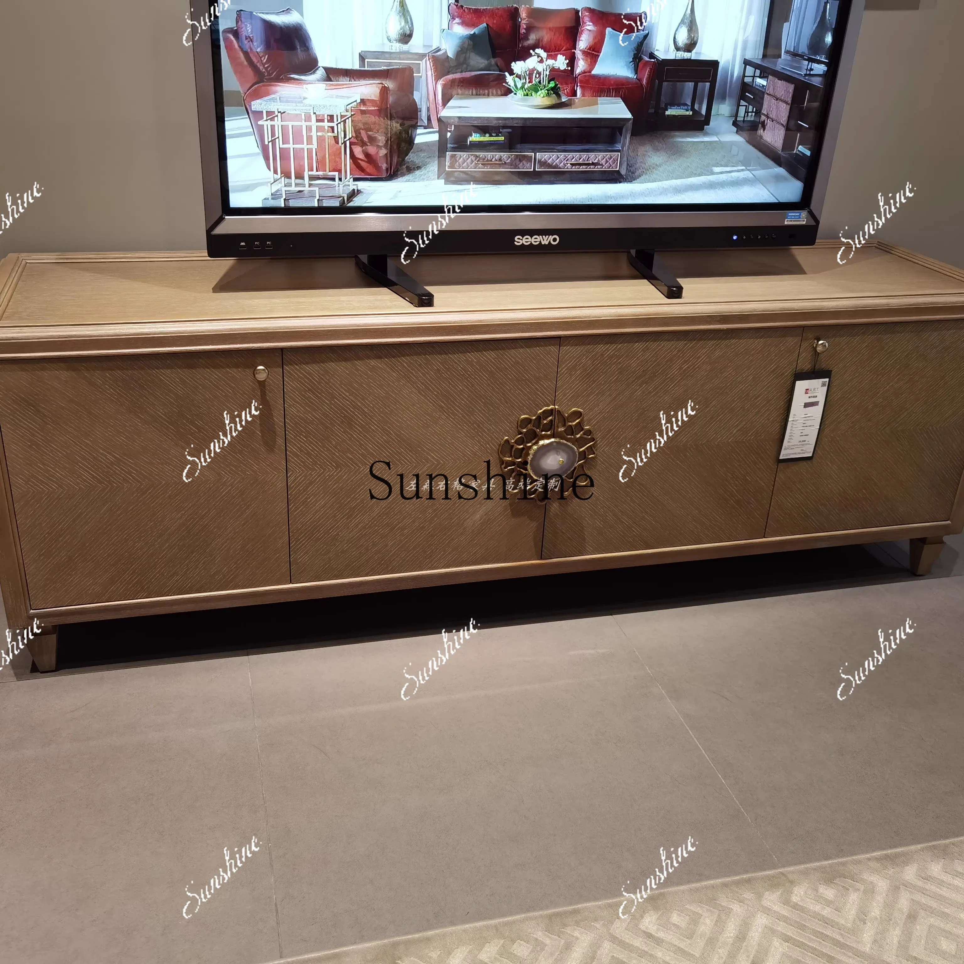 Furniture, Nordic minimalist American light luxury retro floor cabinet TV modern customization