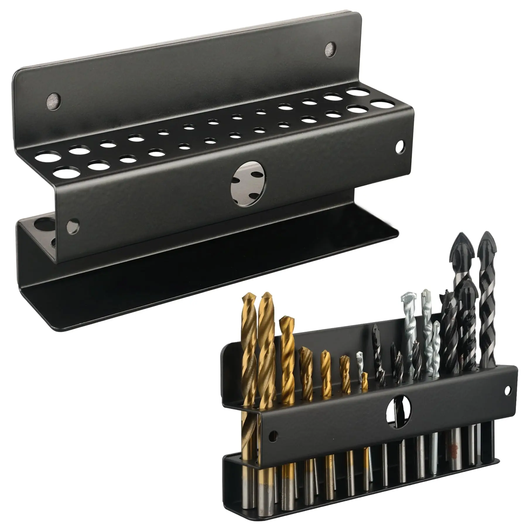 

26 Holes Magnetic Drill Bit Organizer Wall Mounted Anti-Slip Heavy Duty Magnetic Drill Bits Holder for Long Phillips Head Drill