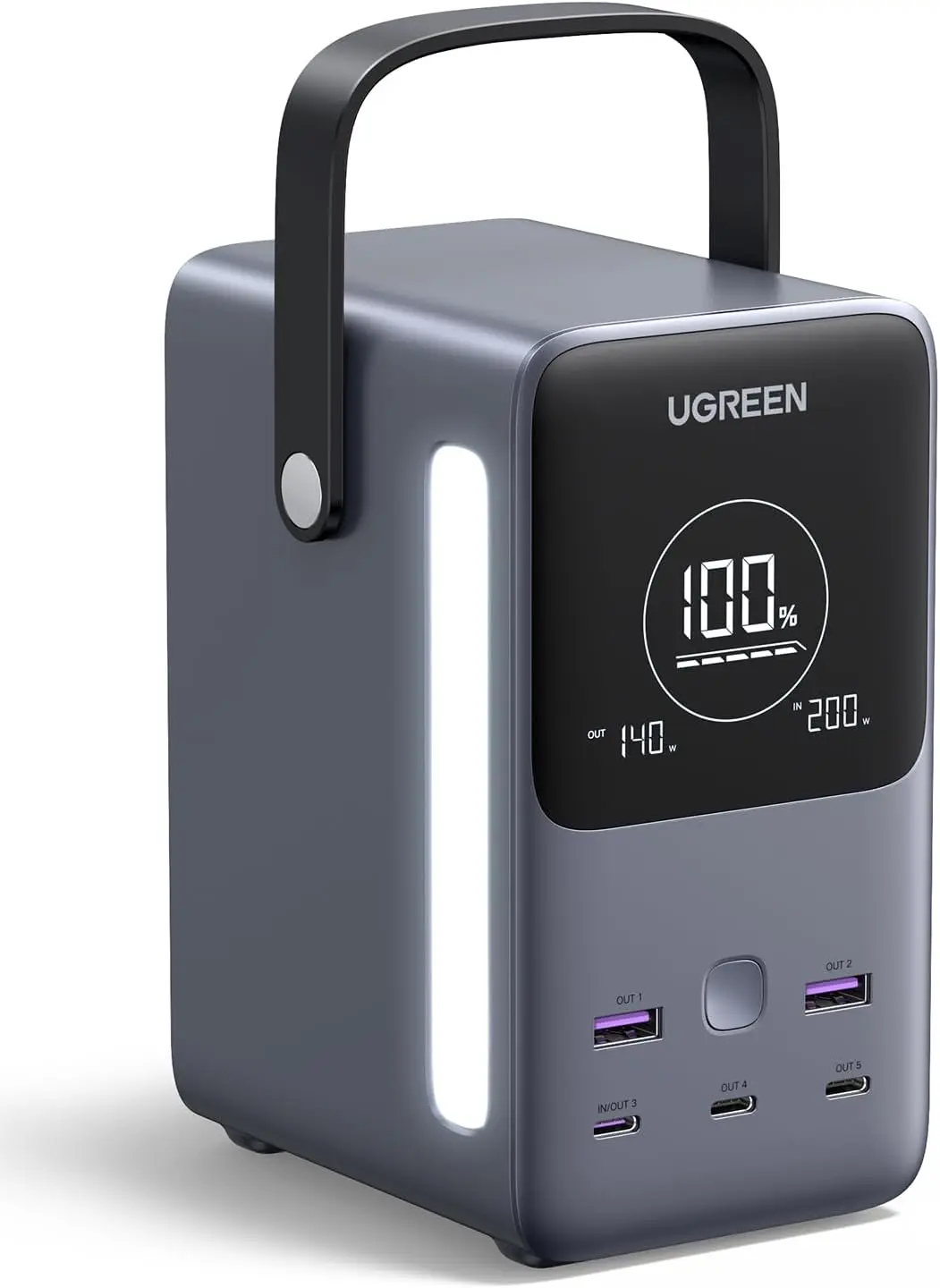 UGREEN 300W 48,000mAh Portable Charger Power Bank with Smart Digital Display, Lighting and SOS Mode, 153Wh 5 Ports USB C Battery