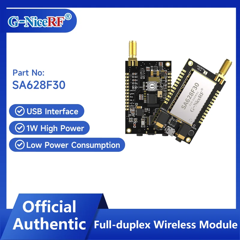 

NiceRF| 2PCS SA628F30 410~480MHz1W Long Range Full Duplex MESH Network SMS Wireless Audio Module Concurrent TX/RX 8-Channels