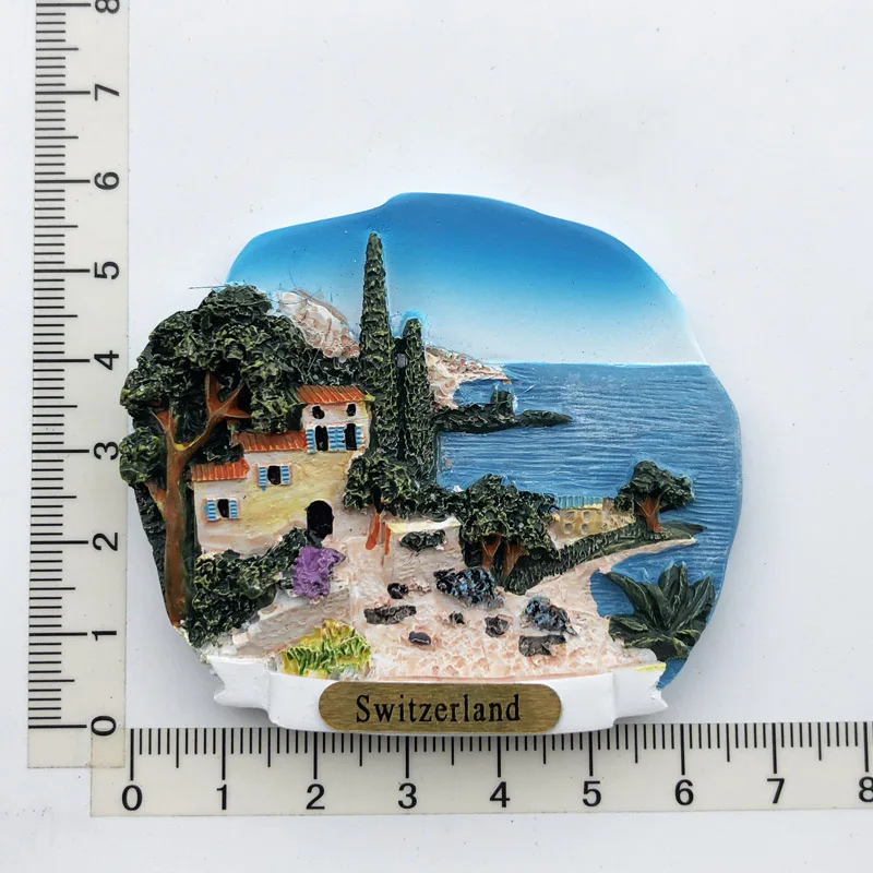 

Swiss City View Fridge Magnet Cultural Landscape Message Post Tourism Souvenir Resin Craft Decoration