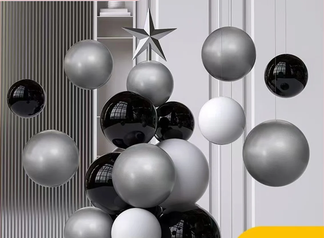 Thick 0.6mm Grey Stainless Steel Hollow Ball OD 38-300mm Christmas Party Decorative Glossy Hanging Ball Mall/shop Window Display