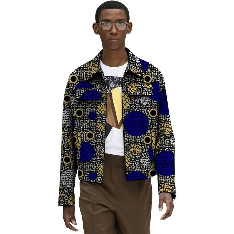 Men's African Couture Nigerian Fashion Lapel Jacket With Breast Pockets Turn down Collar Casual Short Coat Customized