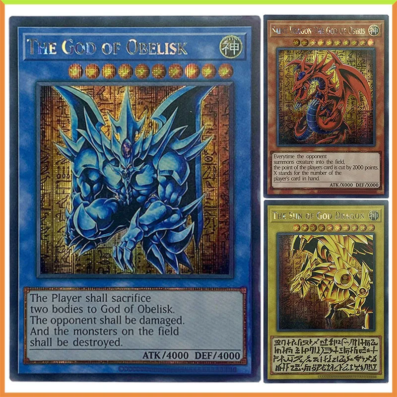 Anime Yu-Gi-Oh DIY ACG Tabletop Battle Games Laser Collectible Cards The Winged Dragon of Ra Toys for boys birthday present